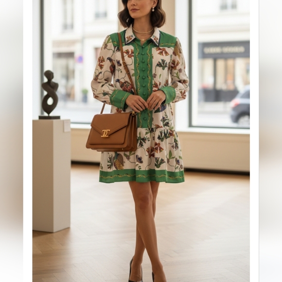 Tops - Colorful Bird  Dress/top with Green Accents